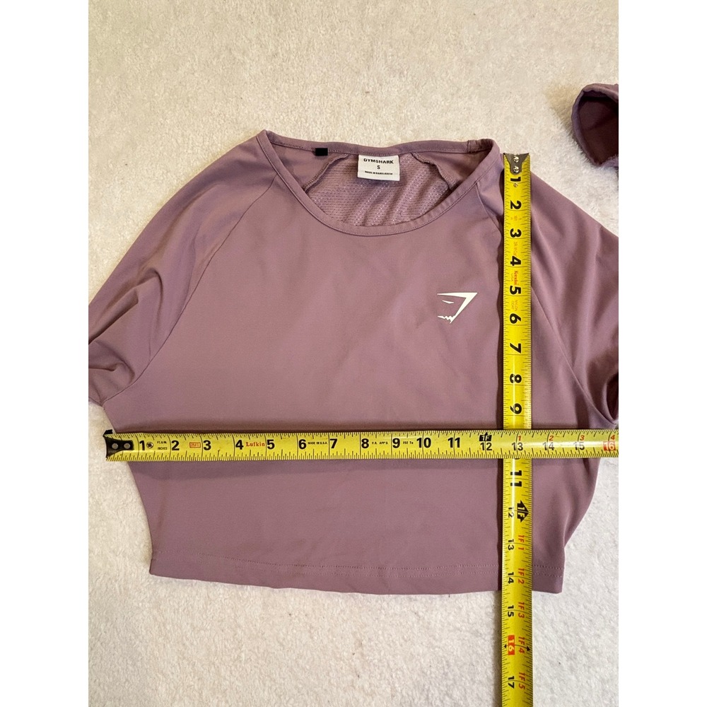 Gymshark Womens Long Sleeve Crop Top‎ Purple Thumbholes Mesh Back Size S - Picture 4 of 5